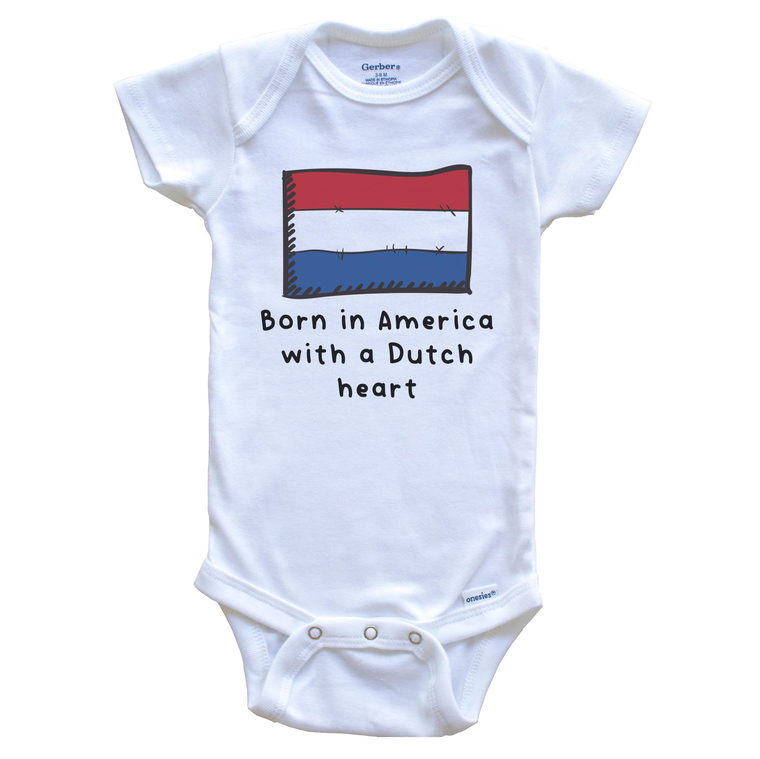 Adorable Netherlands Flag One-Piece Baby Bodysuit - Dutch Inspired American-Made Infant Outfit for Newborns & Toddlers | Perfect for Holidays, Family Photos & Cultural Celebrations