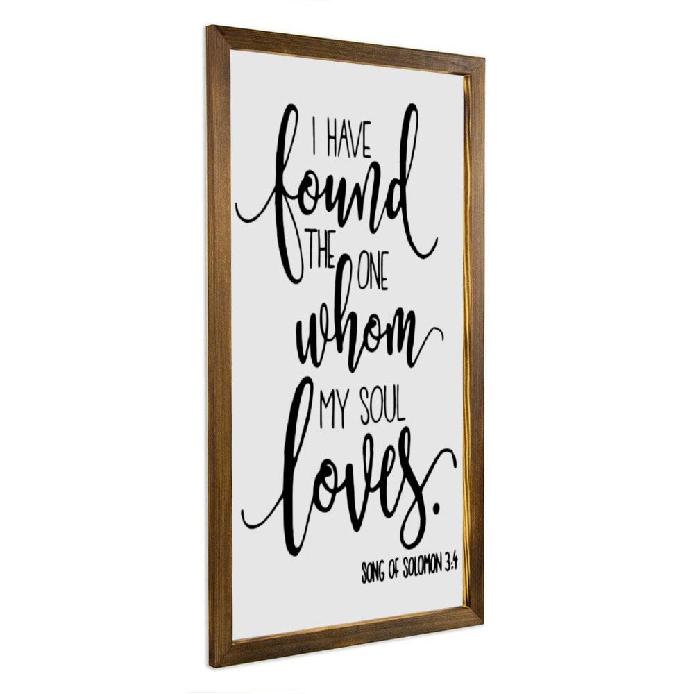 Rustic 'I Have Found The One My Soul Loves' Wood Framed Wall Art - Vertical Wooden Plaque for Bedroom, Wedding Gift & Home Decor - Perfect for Farmhouse, Nursery & Couples' Anniversary