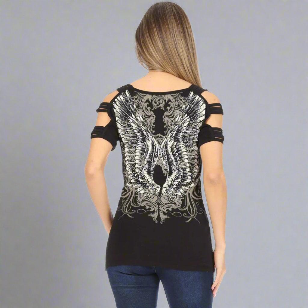 Sparkling Rhinestone Angel Wing Tank Top for Women - Sexy & Stylish Party Wear, Club Outfit, Summer Fashion