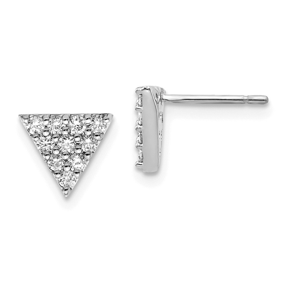 14K White Gold Triangle Stud Earrings - 8mm Prong Setting for Women | Perfect for Everyday Wear, Gifts & Special Occasions