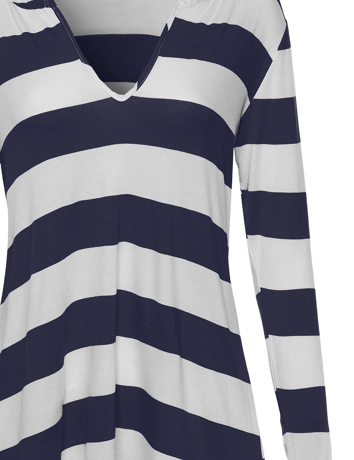 Emma Women's Super Soft Striped Hooded Long Sleeve Lounge Shirt - Cozy Casual Wear for Home, Yoga & Everyday Comfort