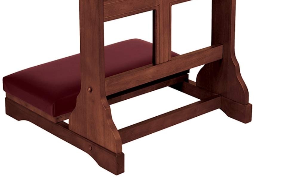 Christian Brands Cross Padded Kneeler - Comfortable Walnut Wood Prayer Kneeler for Church, Home Worship & Meditation | Perfect for Daily Devotions & Religious Ceremonies