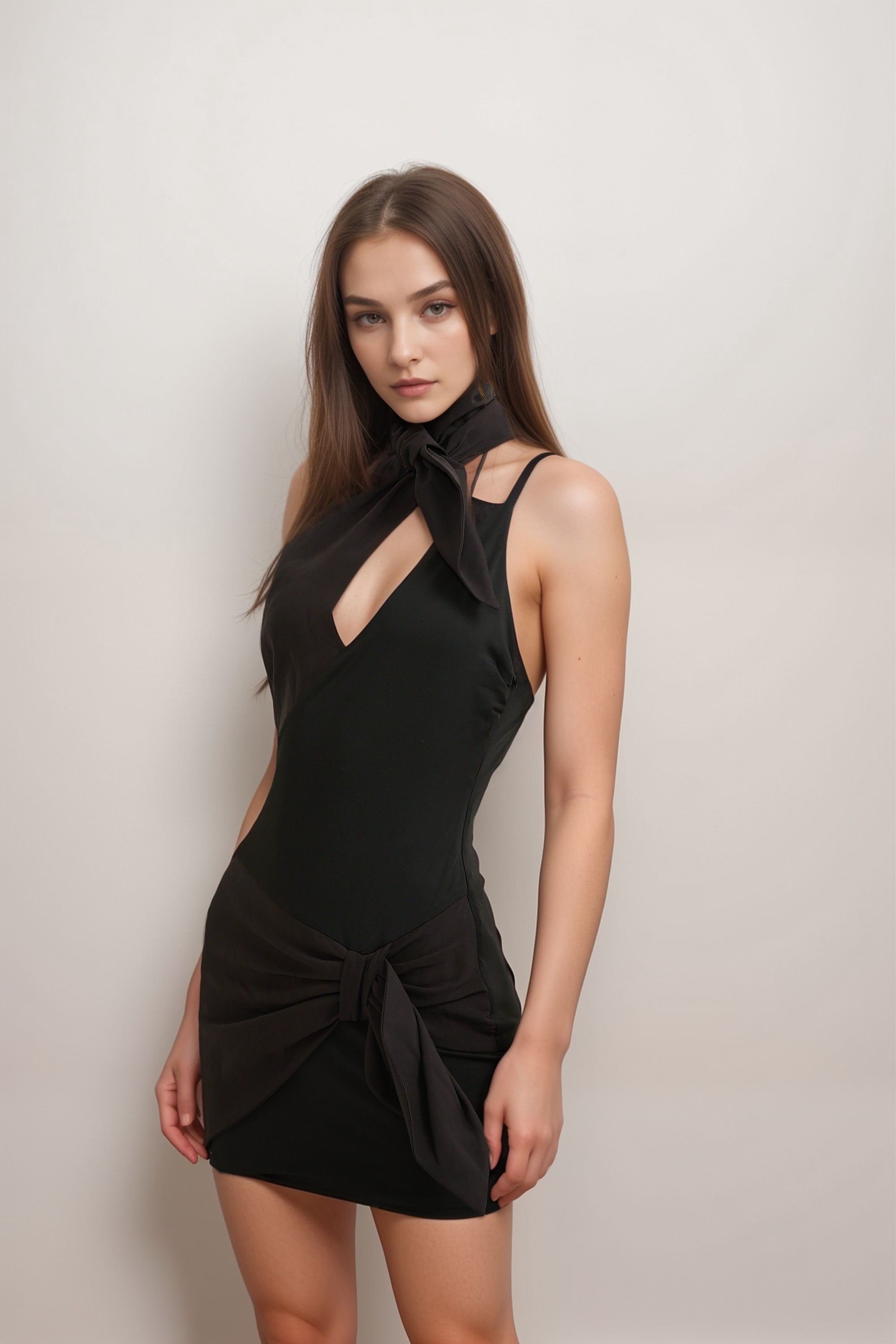Amelie Crossover Neck Asymmetric Dress - Elegant Women's Fashion for Parties & Date Nights