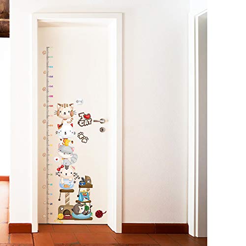Adorable Cartoon Cat Growth Chart Stickers - Baby Height Measuring Wall Decals for Nursery & Kindergarten Room Decor - Perfect for Kids' Bedrooms, Playrooms & Daycare Centers