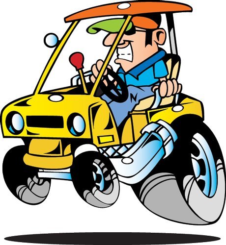 48 Inch Removable Cartoon Yellow Golf Cart Vehicle Wall Decals - Perfect for Kids' Rooms, Garage Decor, and Golf Enthusiasts