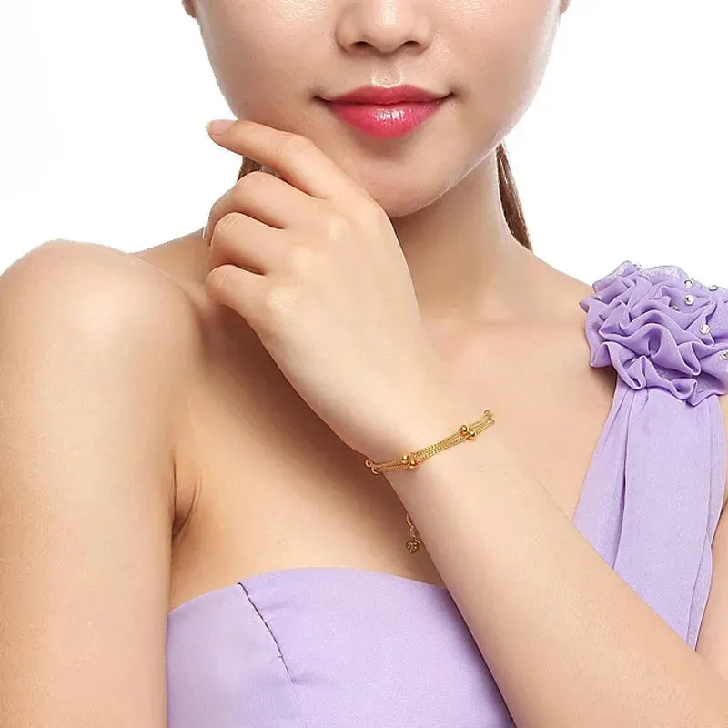 24K Pure Gold Bracelet for Women - 999 Solid Real Gold Bangle, Elegant Romantic Classic Jewelry Gift for Her - Perfect for Anniversaries, Birthdays & Special Occasions (2023 New Arrival)
