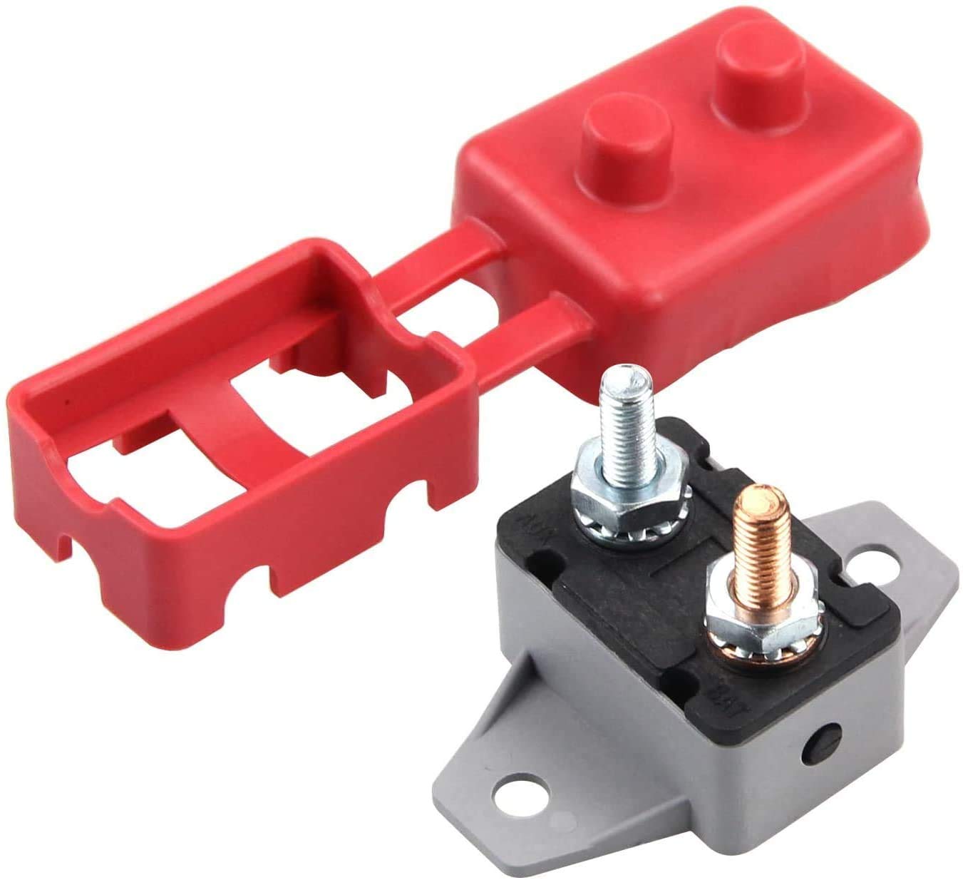 ZOOKOTO 2PCS 12V/24V Stud Bolt Type Manual Reset Circuit Breaker 50A with Cover - Waterproof Protection for Marine Boats, Battery Chargers, Trucks, Buses, Electric Vehicles, Car Engines (Ideal for Automotive, Marine & RV Electrical Systems)