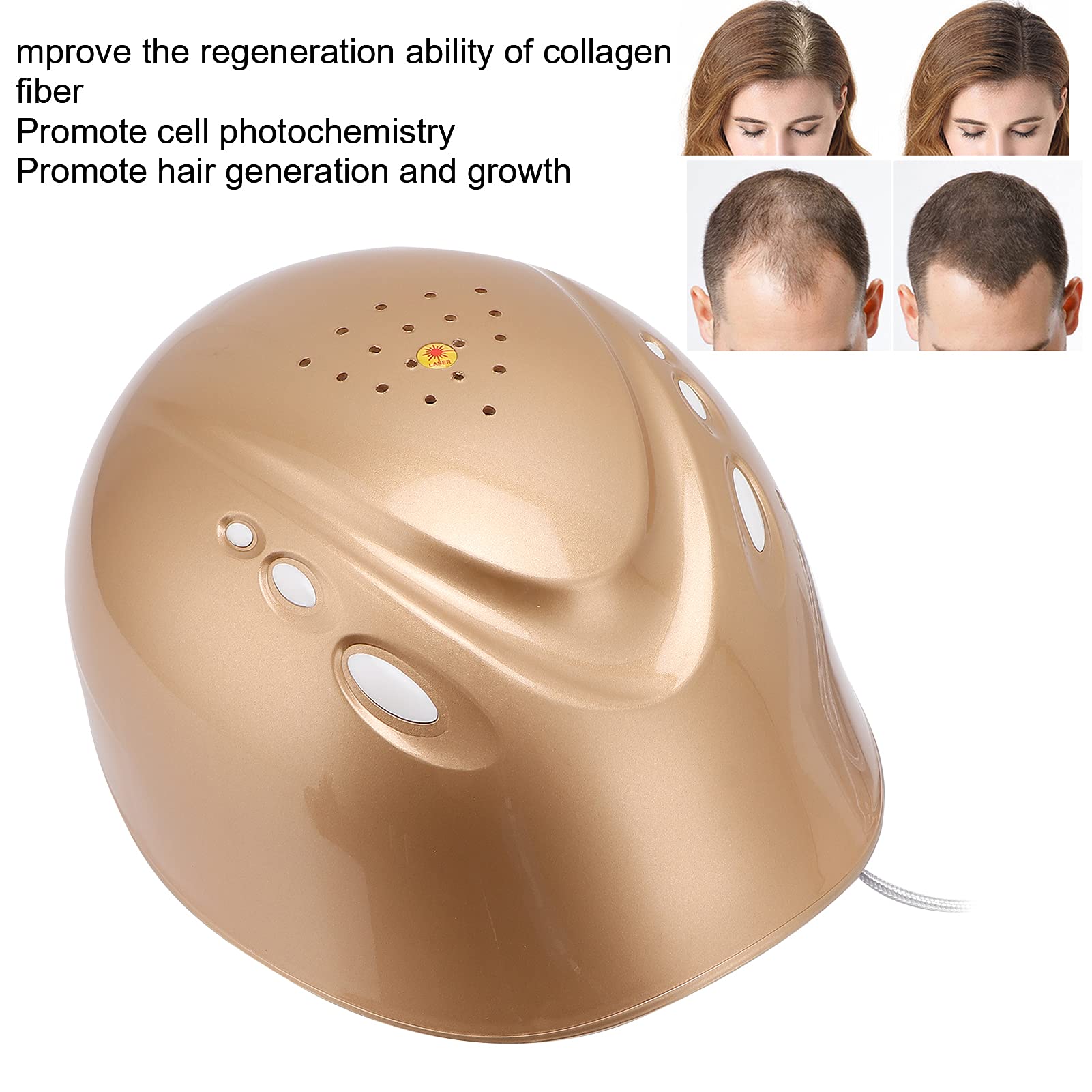 Professional Laser Cap for Hair Growth & Regrowth - FDA Cleared Light Therapy Cap for Hair Loss Treatment - Effective Hair Growth System for Men & Women with Thinning Hair (Golden) - Perfect for Home Use & Salon Treatments