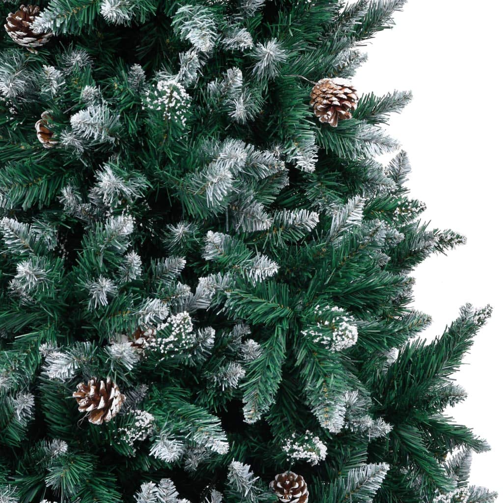 FAMIROSA 7ft Pre-Lit Artificial Christmas Tree with Stand - Frosted Pine Cones & White Snow Decor for Home, Office, Party - 7ft Tall x 4ft Wide Green Xmas Tree for Holiday Decorations | Perfect for Living Room, Christmas Party & Winter Festival Decor