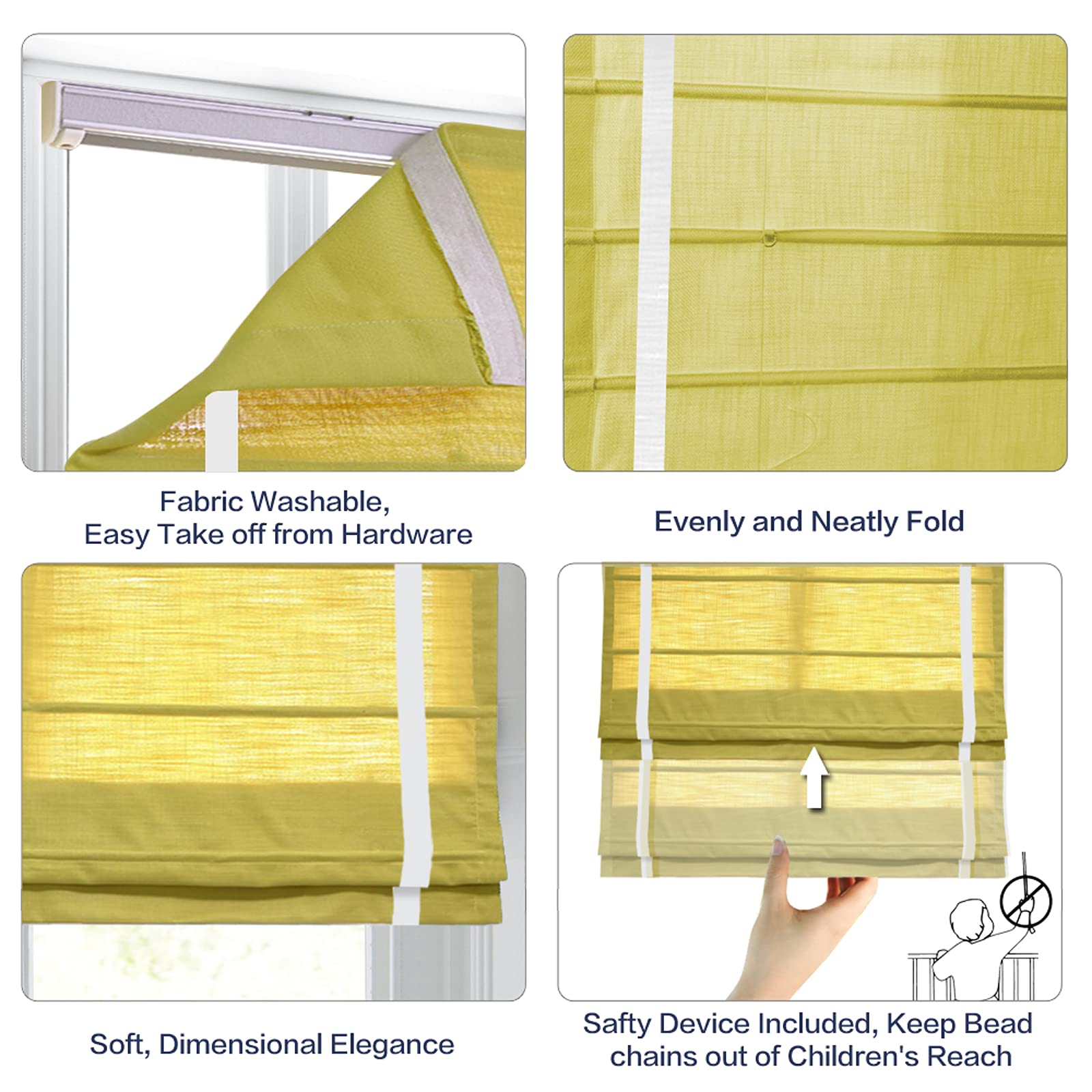 Blackout Cordless Roman Shades - Light Blocking Coffee Fabric Window Coverings for Bedroom, Living Room & Office