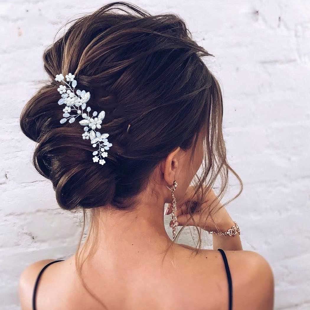 YBSHIN Silver Crystal Pearl Bridal Hair Pins - Rhinestone Hair Clips for Wedding, Prom & Special Occasions - Elegant Hair Accessories for Women & Girls (Pack of 3) | Perfect for Brides, Bridesmaids & Formal Events