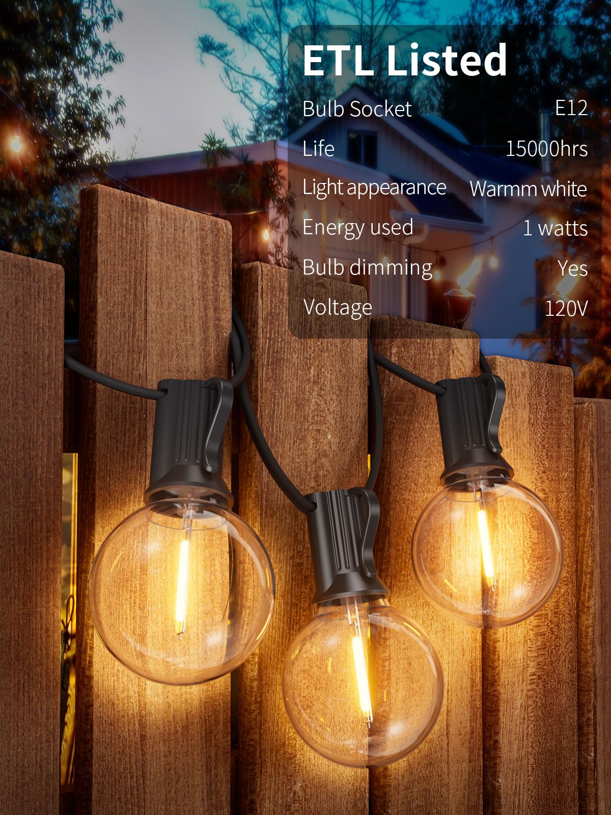 Yuusei 50 FT Outdoor String Lights with 25+1 Shatterproof Edison Bulbs - Waterproof Hanging Lights for Patio, Backyard, Porch, Cafe & Bistro - 2700K Warm White - Perfect for Romantic Dinners, Garden Parties & Outdoor Decor