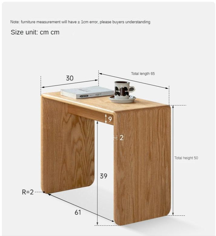 Solid Oak Wood C-Shaped Side Table - Multifunctional End Table for Living Room, Bedroom, or Office - Perfect for Holding Drinks, Books, and Decor