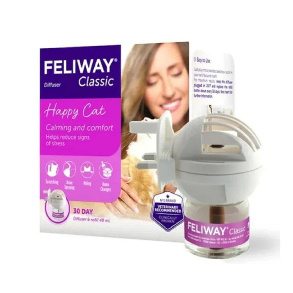 Feliway Classic Cat Calming Diffuser & Refill - Reduce Stress & Anxiety in Cats - Perfect for Multi-Cat Homes, Vet Visits & Travel