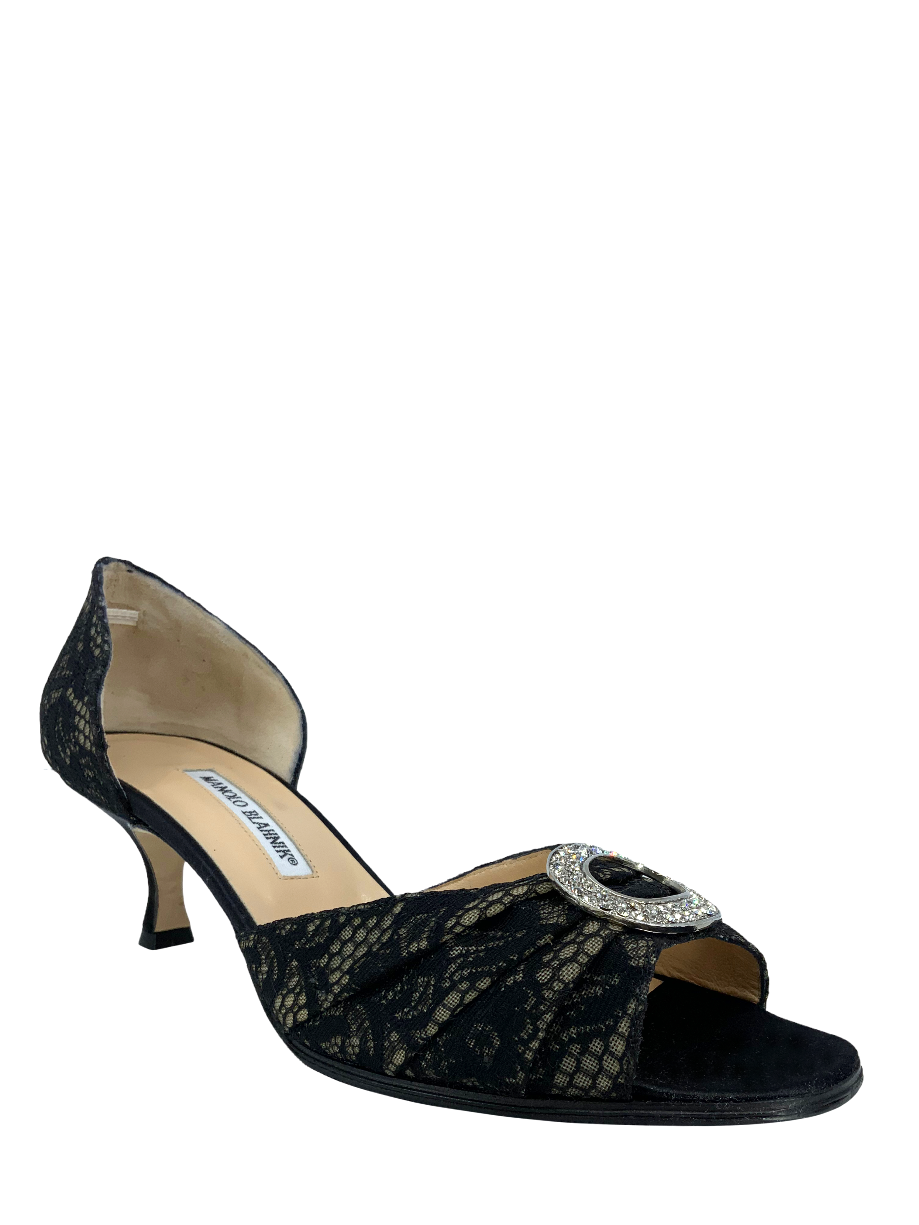 Manolo Blahnik Sedaraby Embellished Lace d'Orsay Pumps - Women's Size 10.5 (US) | Luxury Designer Heels for Weddings, Parties & Special Occasions