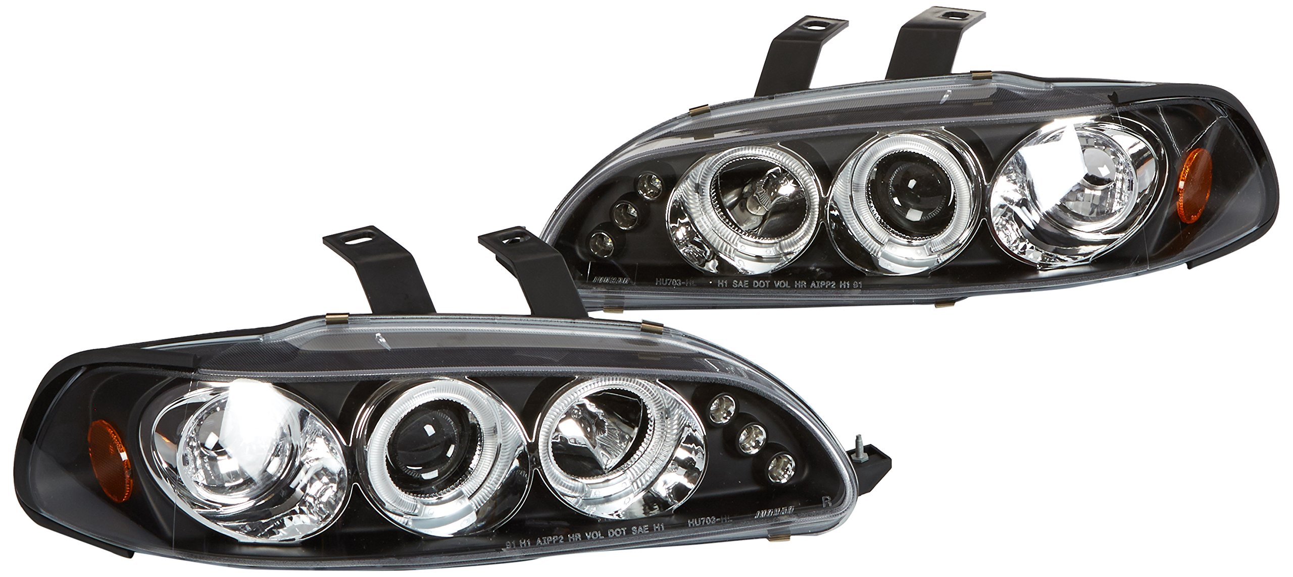 Spec-D Tuning 2LHP-CV923JM-TM Black Dual Halo LED Projector Headlights for Honda Civic 3-Door - High-Performance Lighting Upgrade for Night Driving & Custom Car Styling