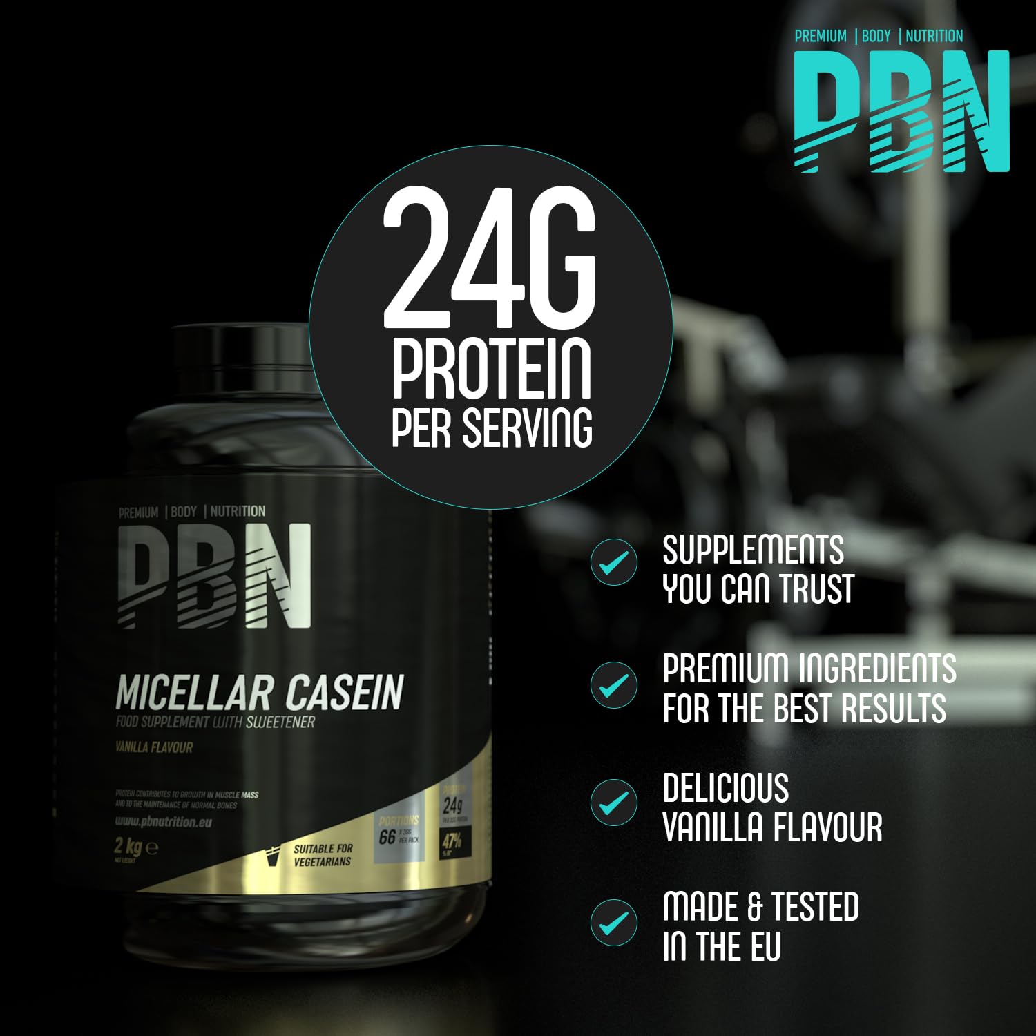 Premium Body Nutrition Micellar Casein Protein Powder - 2kg (4.4lb) Vanilla Flavor - Slow Digesting Protein for Muscle Recovery & Overnight Support - Ideal for Bodybuilders, Athletes & Fitness Enthusiasts