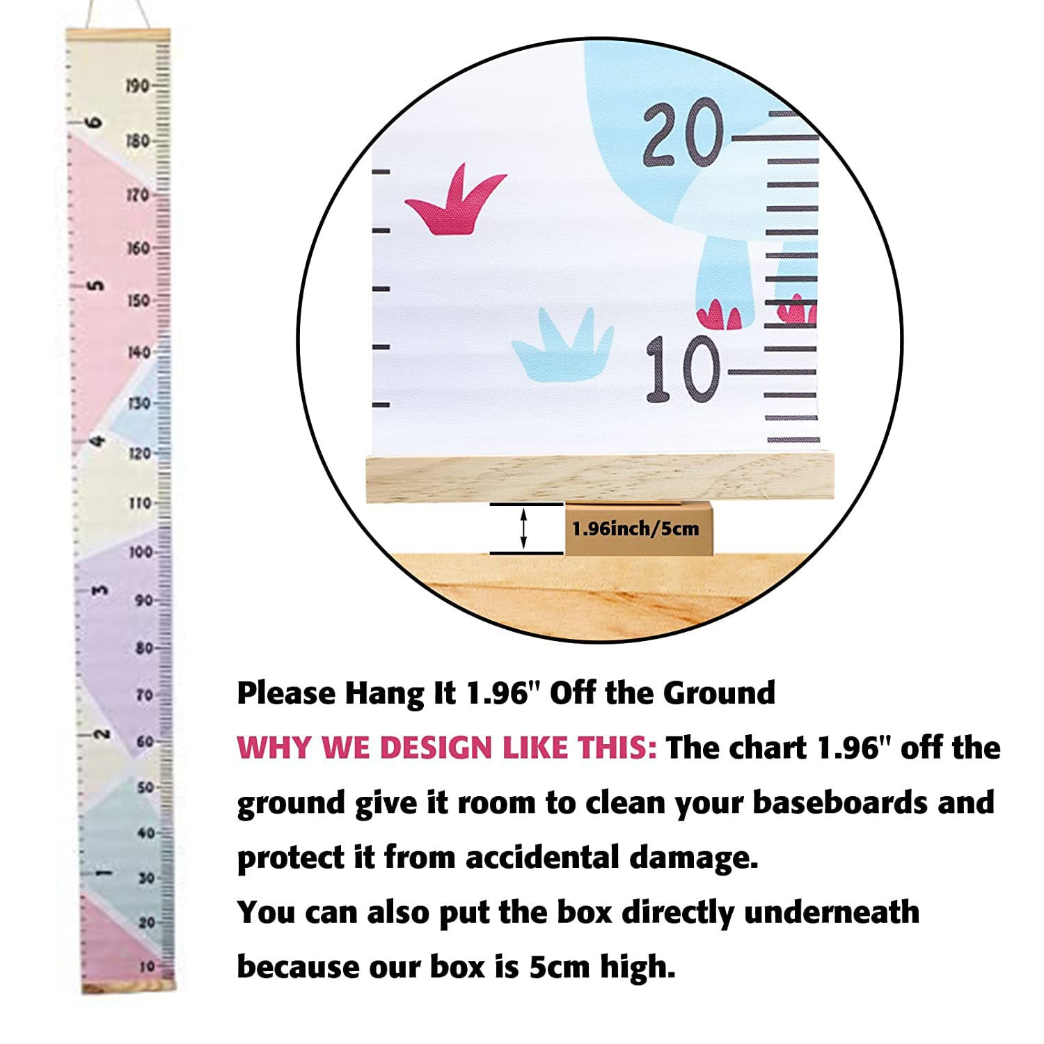 Portable Kids Growth Chart Wall Hanging - 79 Inch Removable Height Measure Ruler for Boys & Girls from Baby to Adult | Nursery Decor, Child's Room Decoration (Pink) | Perfect for Tracking Milestones, Birthday Gifts & Home Organization