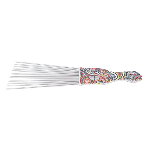 Sturdy Steel Needle Afro Hair Pick Comb - Gentle Scalp Massager for Curly & Natural Hair Styling (Waist Flower K1) - Perfect for Salon, Home & Travel Use