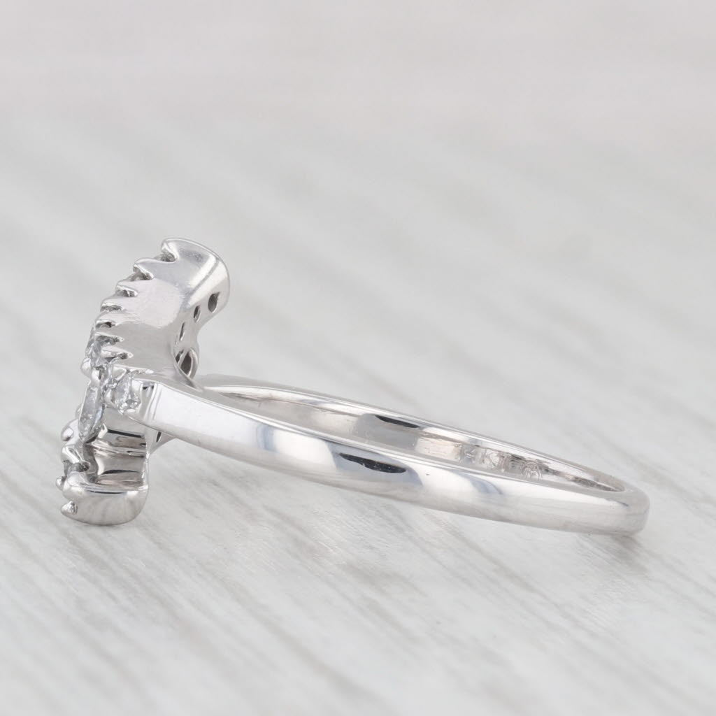 0.44ctw Diamond 3 Stone Bypass Ring - 14k White Gold Size 7.25 - Elegant Engagement, Wedding & Anniversary Jewelry Gift for Women