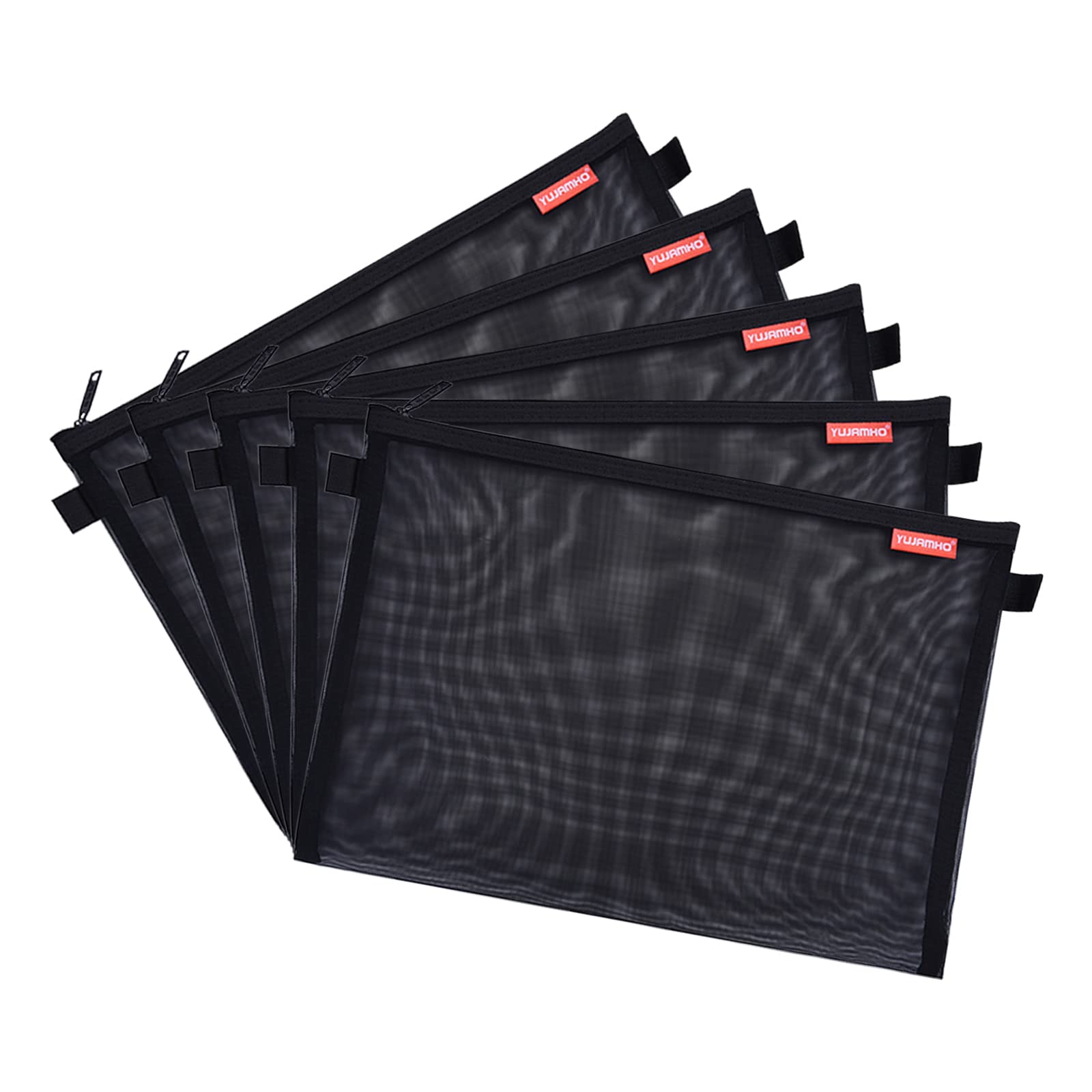 Pendancy Mesh Zipper Pouch - 5pcs Letter/A4 Size Lightweight Nylon File Folders - Document Organizer & Cosmetic Bags - Perfect for Travel, School, Office Supplies & Accessories Storage (Black, A4 Size) - Ideal for Business Trips, College Dorm Organization & Makeup Storage