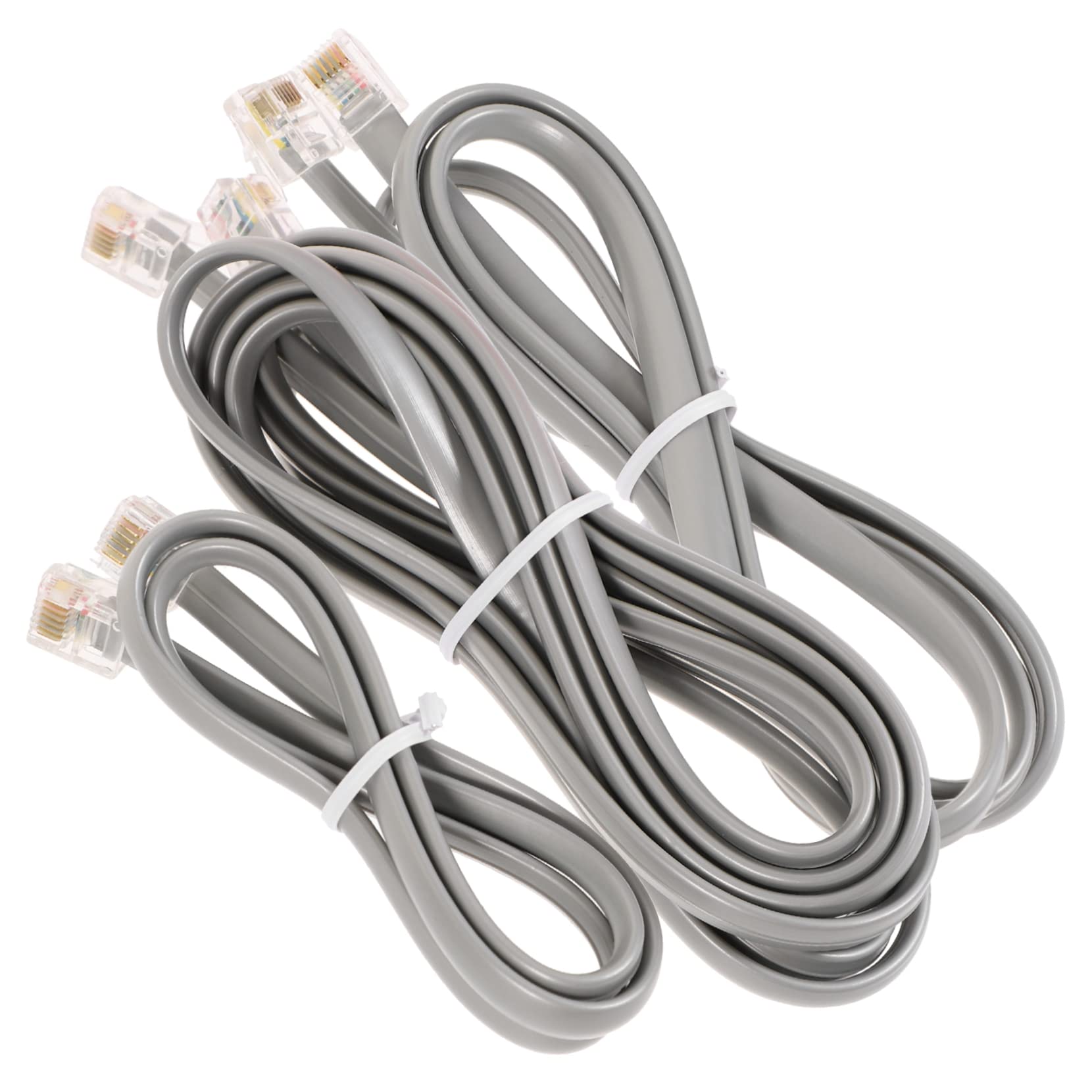 DOITOOL 12-Pack Flat Telephone Line Extension Cords - 6ft Black Landline Phone Cable with Multi-Strand PVC for Home, Office & Telecom Equipment (RJ11/RJ12 Compatible) - Perfect for Extending Landlines, Fax Machines & Modems