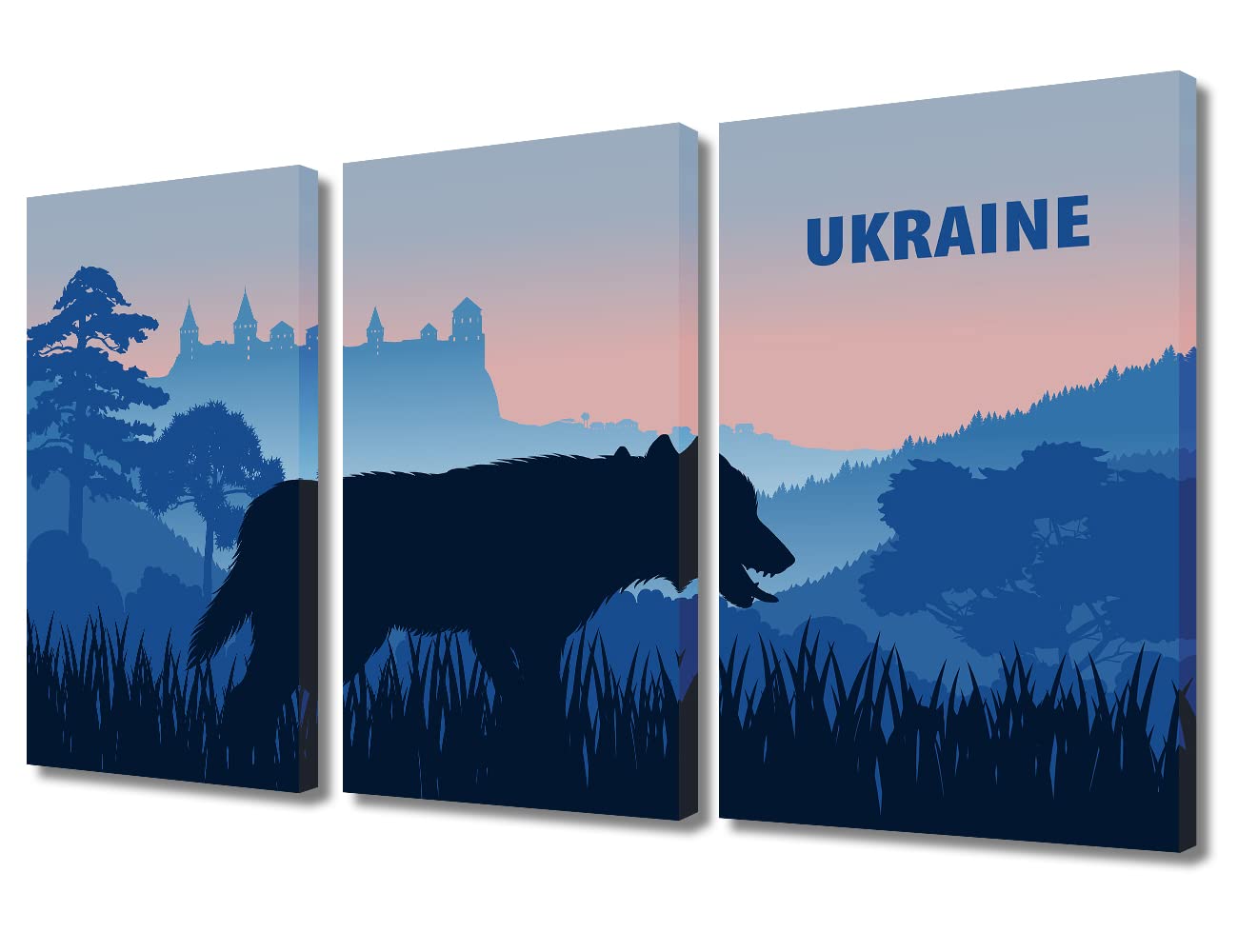 TUMOVO 3-Panel Moldova Fox Wall Art - Modern Animal Canvas Prints for Home Decor, Minimalist Bedroom Wall Hanging Paintings (60