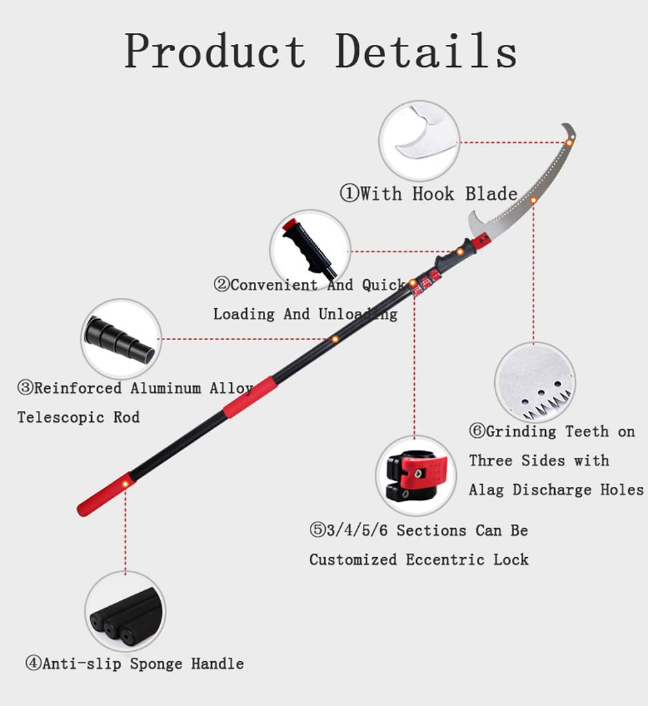 6m Telescopic Pole Saw with Sharp Blade - Extendable Pruning Saw for Tree Trimming, Landscaping & Gardening | Perfect for Cutting High Branches & Shaping Hedges