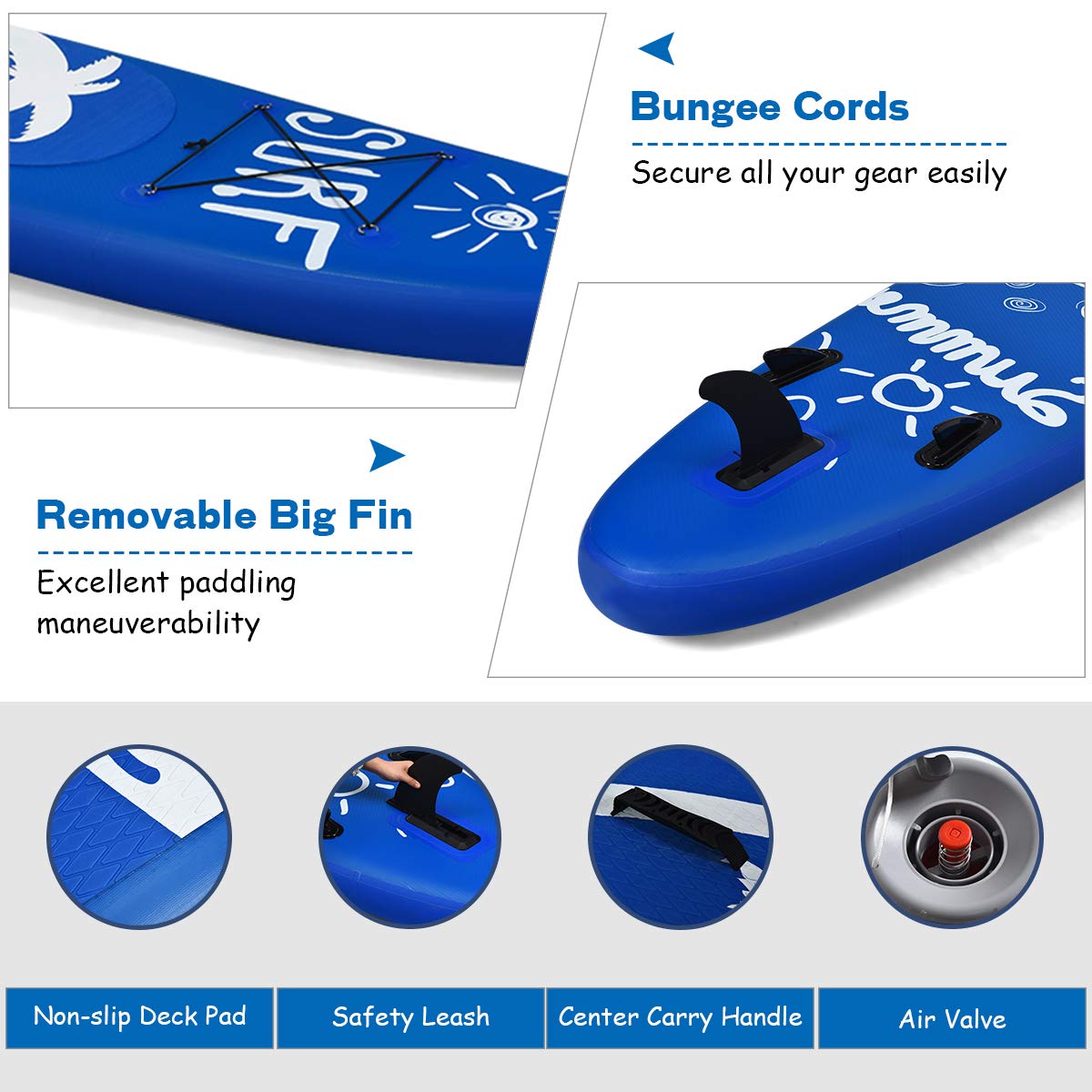 GYMAX Inflatable Stand Up Paddle Board 9.8'/10'/11' x 6