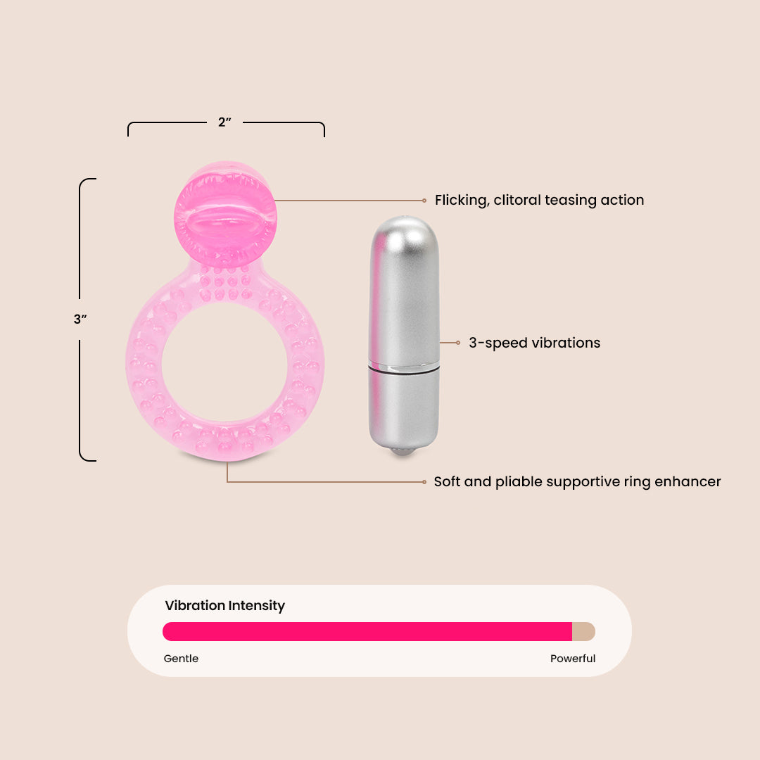 CalExotics Teaser Tongue Enhancer™ - Vibrating Penis Ring for Couples | Pleasure Enhancement, Sensual Massage & Intimate Play | Perfect for Date Nights & Spicing Up Your Relationship