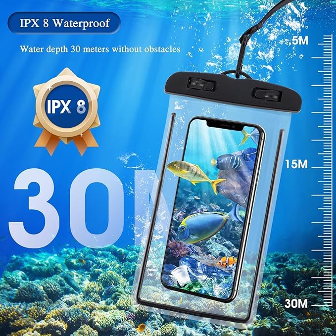 Waterproof Phone Pouch 4-Pack - IPX8 Underwater Phone Case Dry Bag with Lanyard for iPhone 15/14/13 Pro Max & Samsung Galaxy S24 Ultra/S23+/S22/S21/Pixel - Perfect for Swimming, Snorkeling, Beach & Water Sports