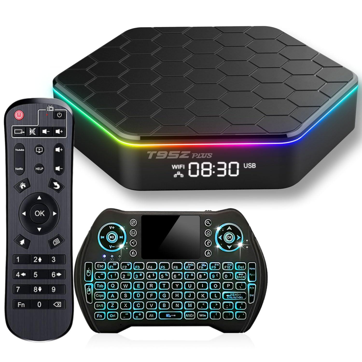 2025 T95Z Plus Android TV Box 12.0 - 6K Ultra HD, 4GB RAM 64GB ROM, H618 Chip, Dual WiFi 2.4G/5G, Bluetooth 5.0, HDR10+, 3D Support - with Mini Wireless Keyboard - Perfect for Streaming Netflix, Hulu, and Gaming on Your Smart TV