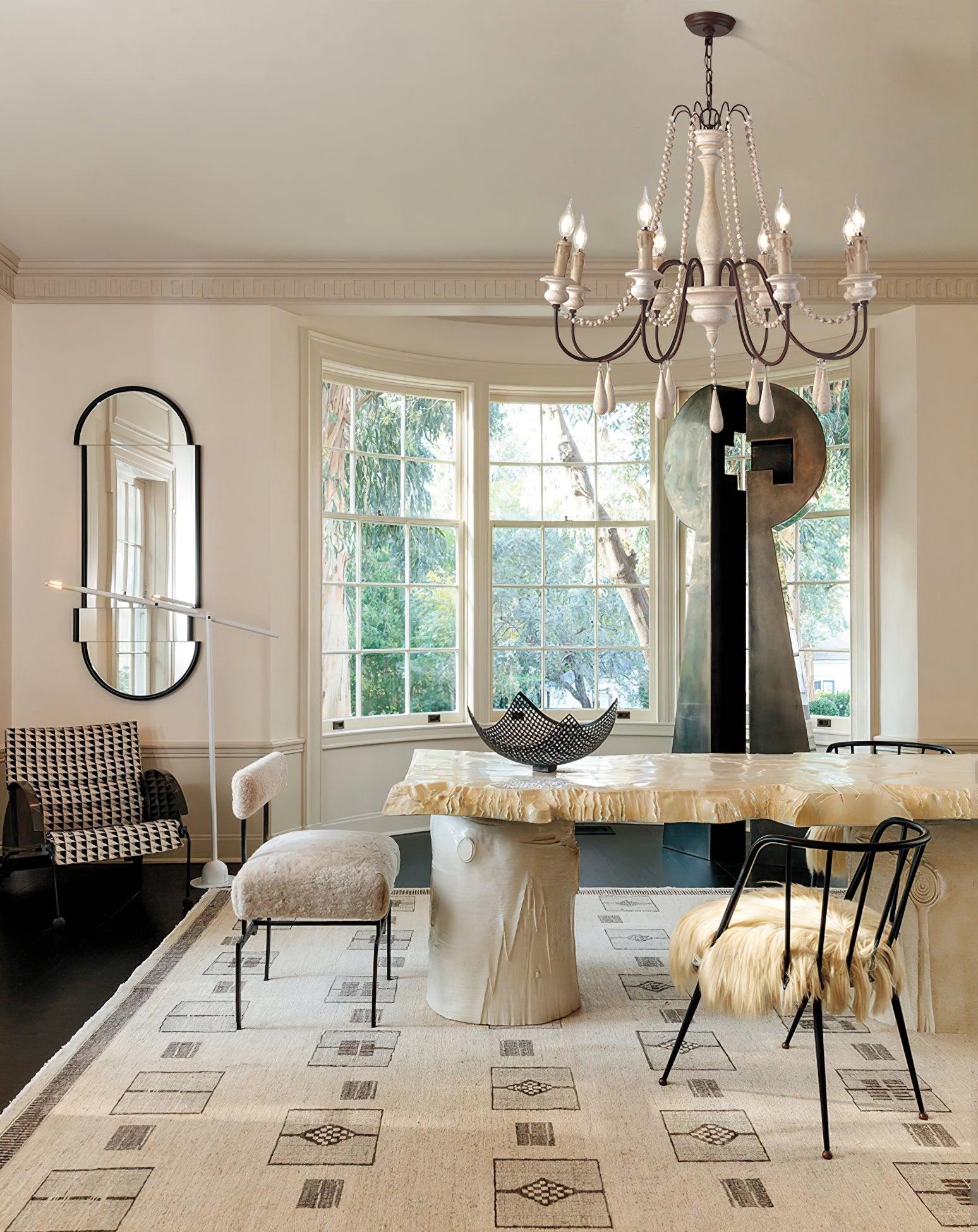 Elegant Beaded Chandelier with Candle-Style Lights - Perfect for Dining Room, Bedroom, or Living Room Decoration