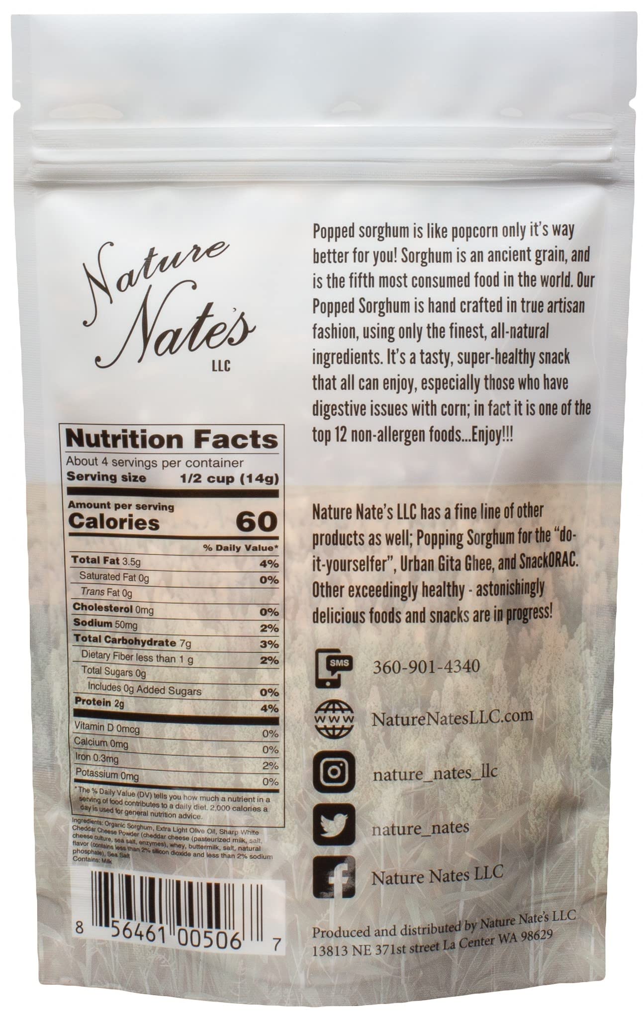 Organic Popped Sorghum Snacks - Keto, Gluten-Free, Cheesy Flavor | Healthy Alternative to Popcorn | Non-GMO, Made in USA | Perfect for Movie Nights, Road Trips & Lunchboxes - 2oz (6-Pack)