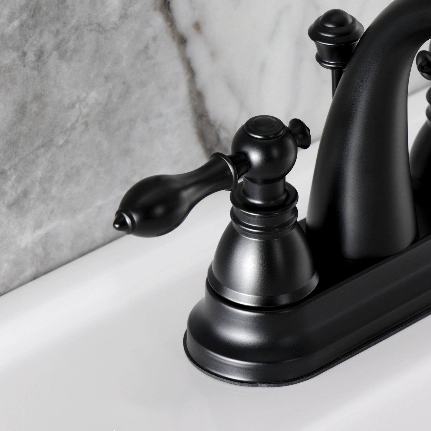FSY5610ACL Matte Black Double Handle 3-Hole Deck Mount 4-Inch Centerset Bathroom Faucet with Pop-Up Drain - Classic American Design for Bathroom Sink Vanity Upgrade