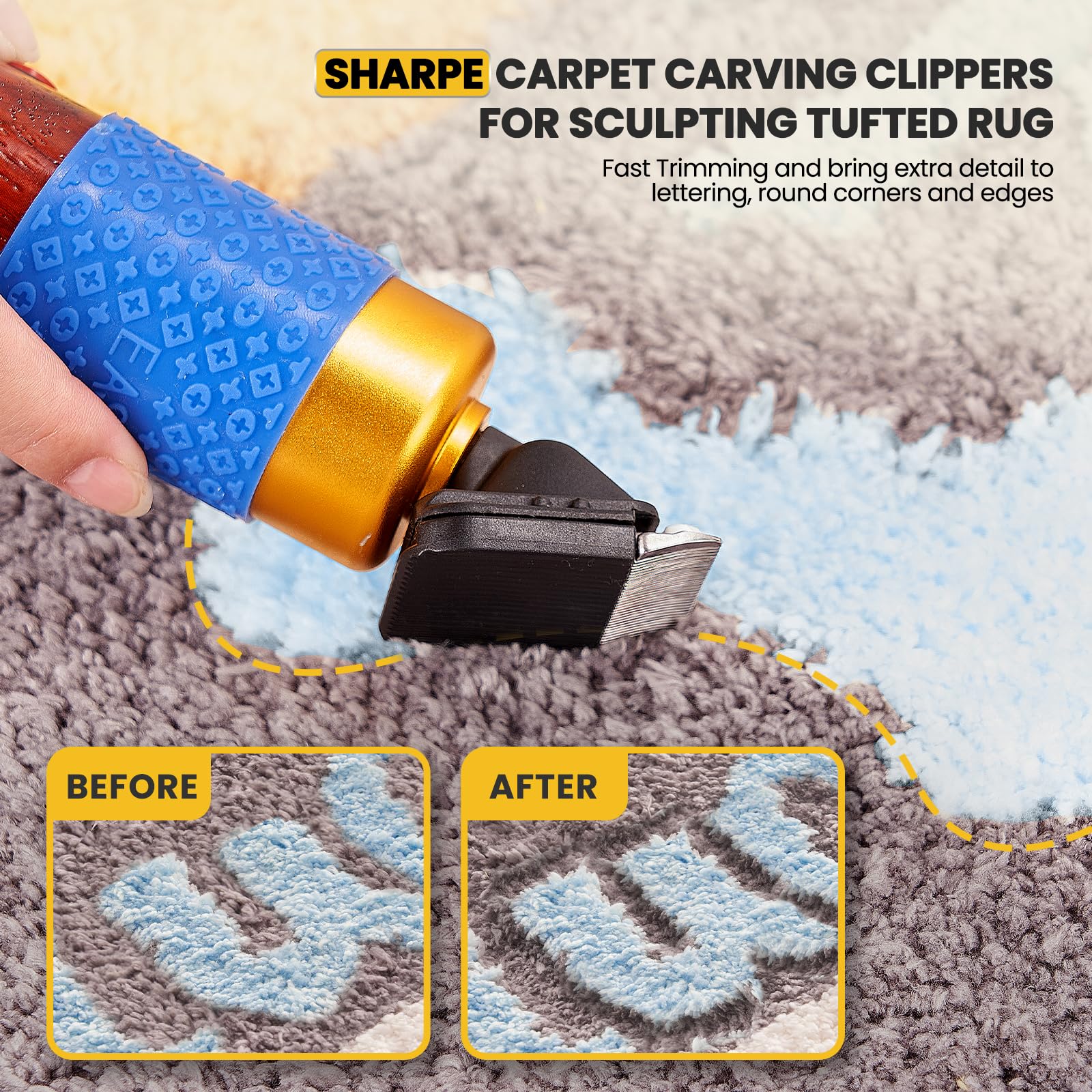 Riiai Tufting Gun Starter Kit - Complete Rug Making Set with Carpet Trimmer, Cut Pile & Loop Pile Tools for DIY Rugs and Home Decor | Perfect for Beginners and Craft Lovers (Yellow) | Great for Home Projects, Custom Rugs, and Creative Gifts