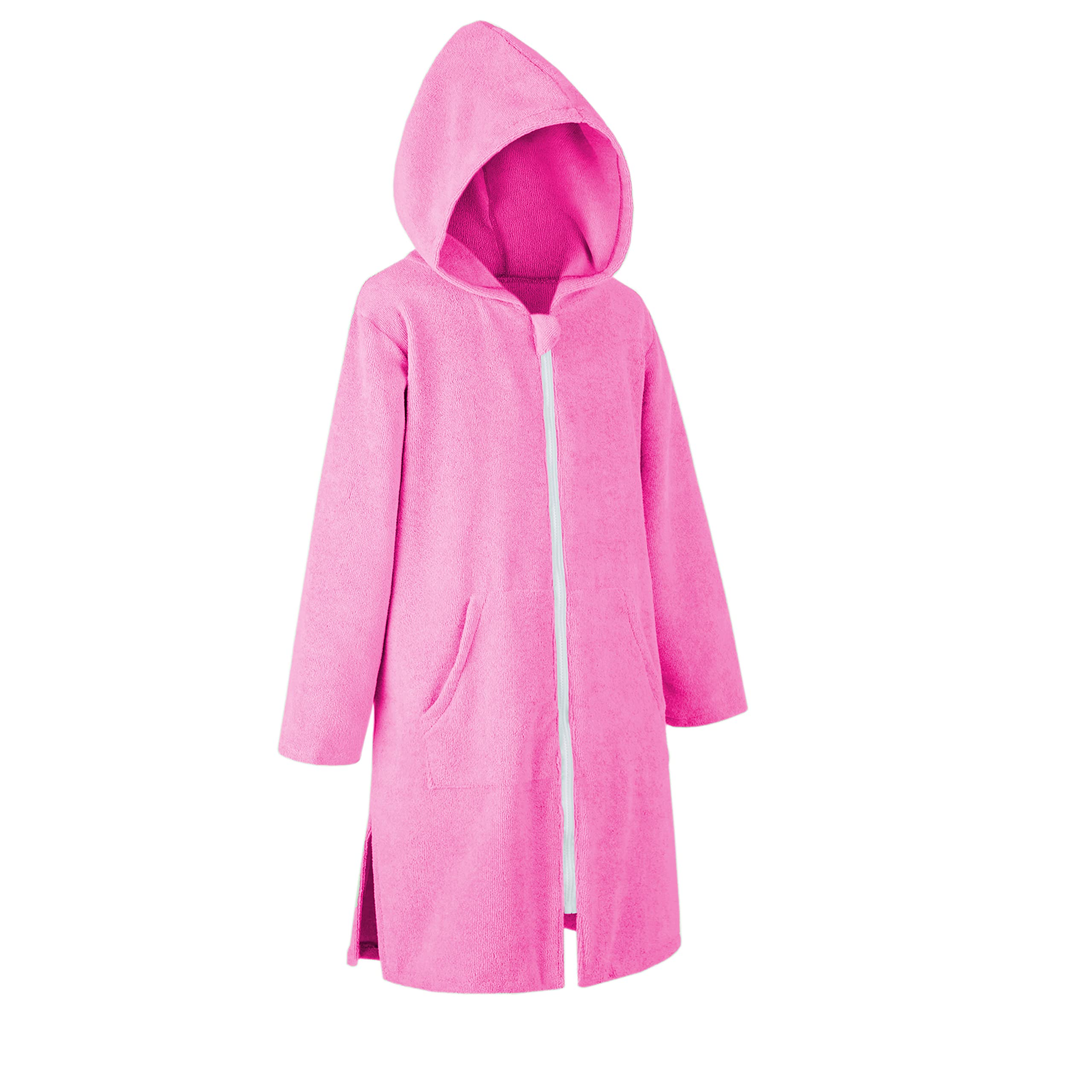MissShorthair Kids Hooded Towel Robe with Zipper - Soft Beach Cover Up & Swim Changing Robe for Boys & Girls - Quick Dry Bath Towel Poncho for Pool, Beach & After Shower
