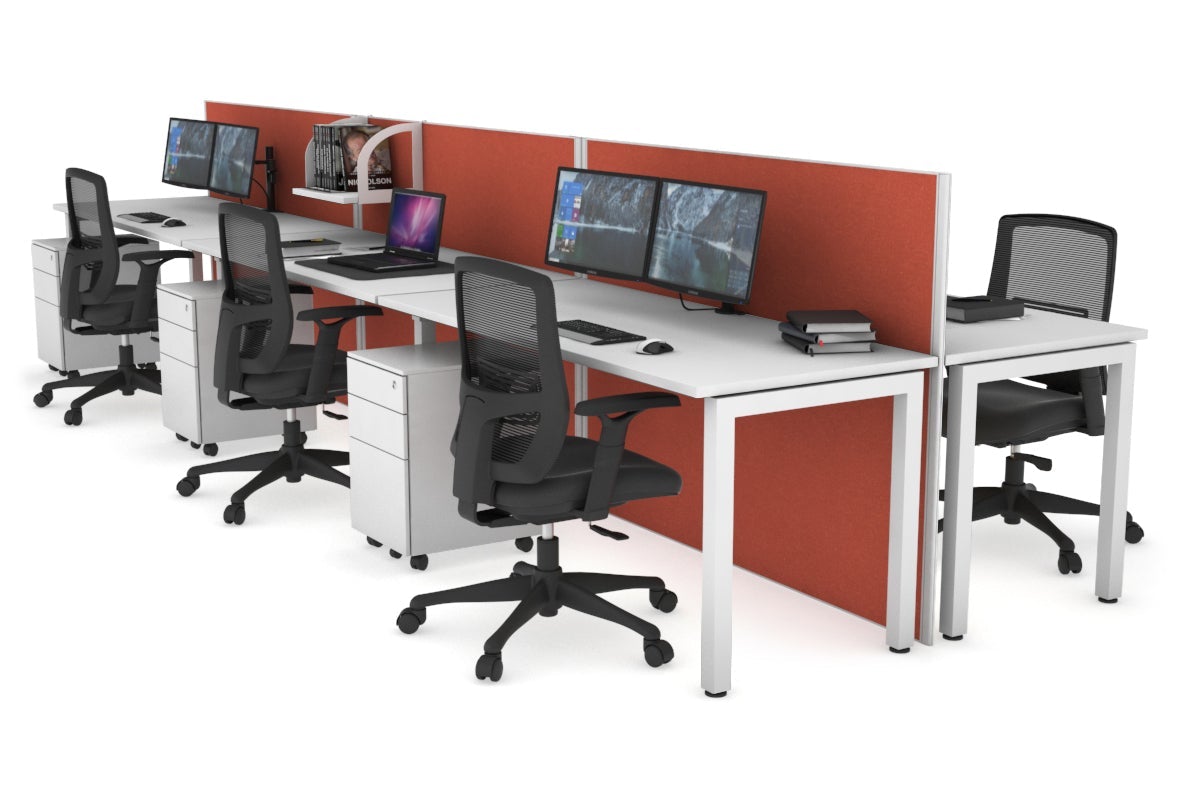 Horizon Quadro 6p Bench Square Legs Office Workstation - 1400L x 700W Dimensions - Perfect for Modern Office, Conference Room, and Collaborative Workspace Setup