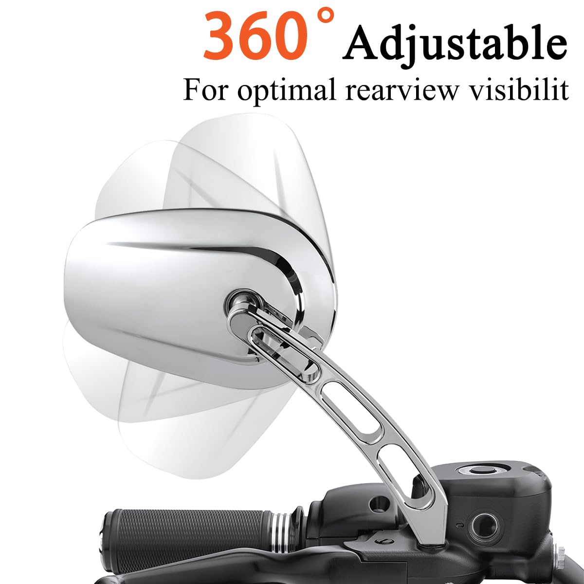 FOVPLUE Handlebar Mount Mirrors - Left & Right Side Rearview Mirrors for Harley Davidson 1982-2024 Models (CVO, Dyna, Electra Glide, Road Glide, Road King, Softail, Street Glide, Sportster 1200/883) - Chrome Finish - Perfect for Safe Riding & Highway Cruising