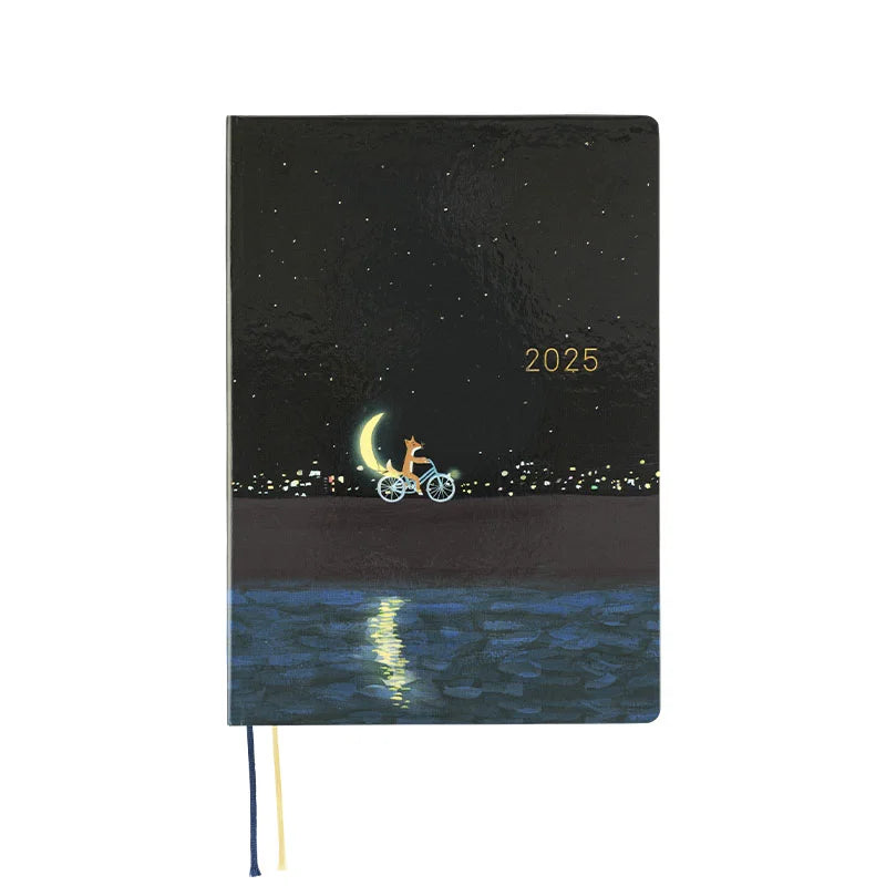 Hobonichi Techo 2025 Planner - A5 Size English Edition | January Start, Monday Start | Daily Planner with Crescent Moon Design by Hiroko Kubota | Perfect for Journaling, Scheduling & Productivity