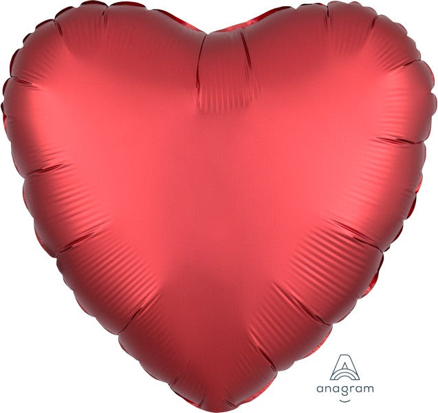 45cm Standard HX Satin Luxe Sangria Heart Balloon - Elegant Party Decorations for Valentine's Day, Weddings & Anniversary Celebrations