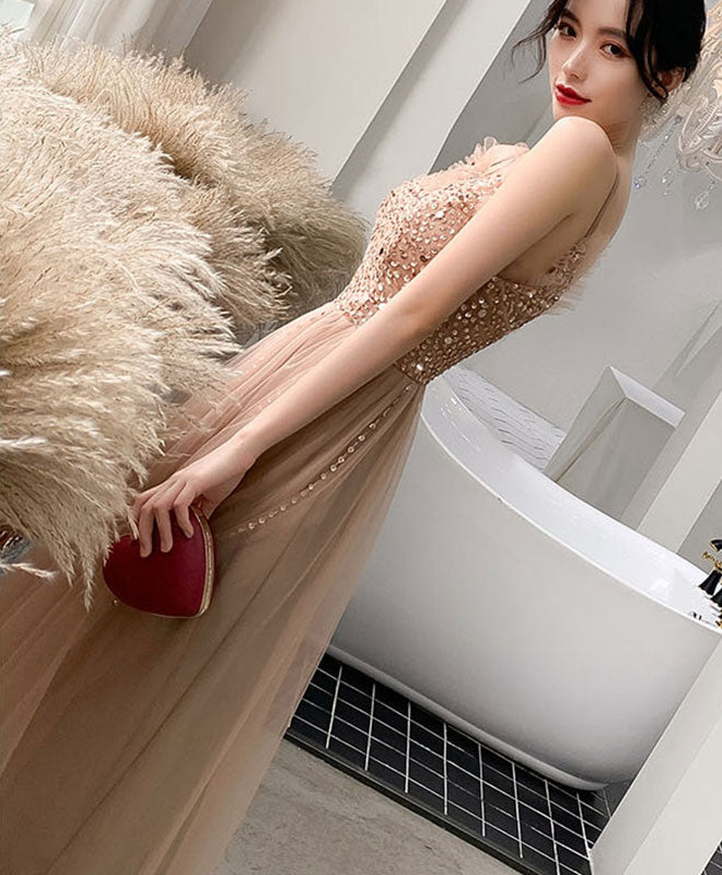 Elegant Champagne Sweetheart Tulle Beaded Long Prom Dress for Formal Events - Perfect for Homecoming, Quinceañera & Evening Galas