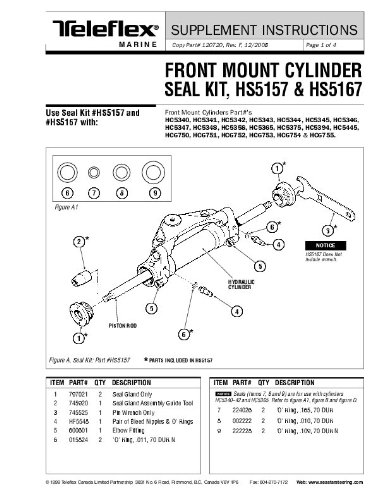 Teleflex HS5167 Seal Kit for All F/M Cylinders Without Tool - Durable Hydraulic Repair Parts for Marine, Industrial & Agricultural Equipment