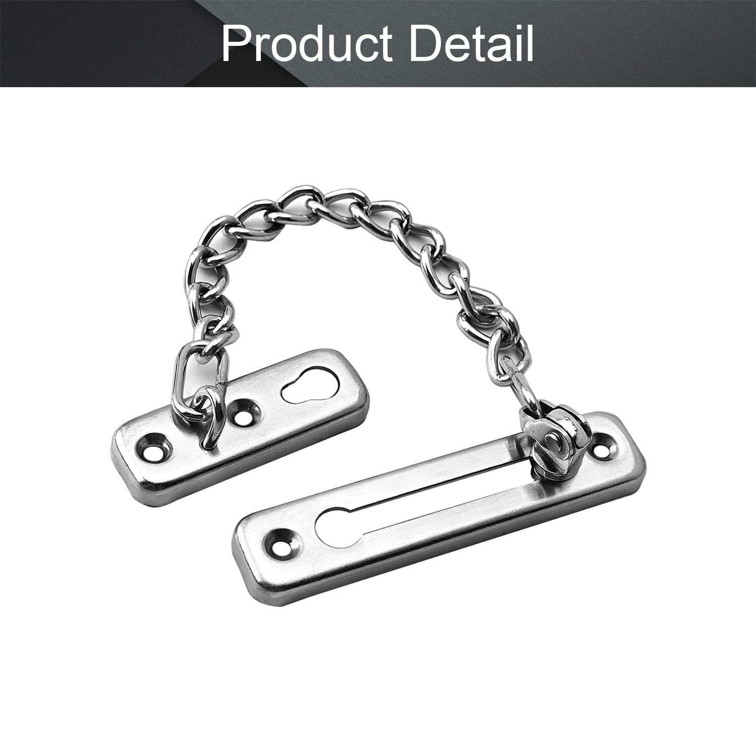 MroMax Heavy Duty Anti-Theft Security Chain Lock for Doors - Reinforced Solid Latch Guard Clasp for Swing-in Doors - Home, Bedroom, Hotel & Office Safety Protection (Silver, 1 Pack) - Perfect for Apartment Entry, Bathroom Privacy & Child Safety