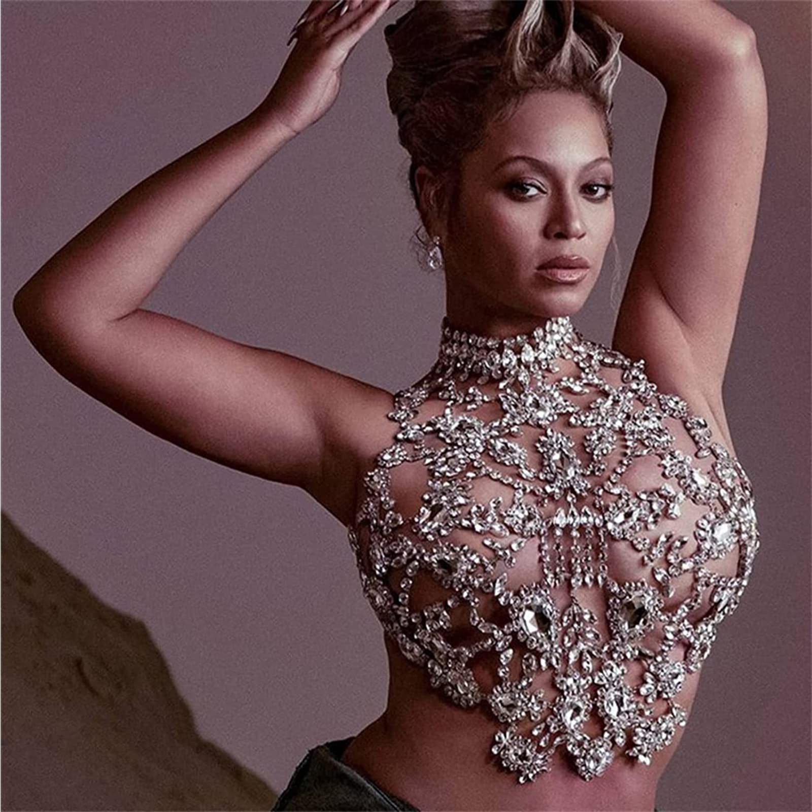 Luxury Rhinestone Flower Breast Chain - Exquisite Bikini Body Jewelry for Women, Nightclub Party, Wedding Banquet & Beach Wear - Beaded Tassel Necklace for Ladies Fashion Accessories