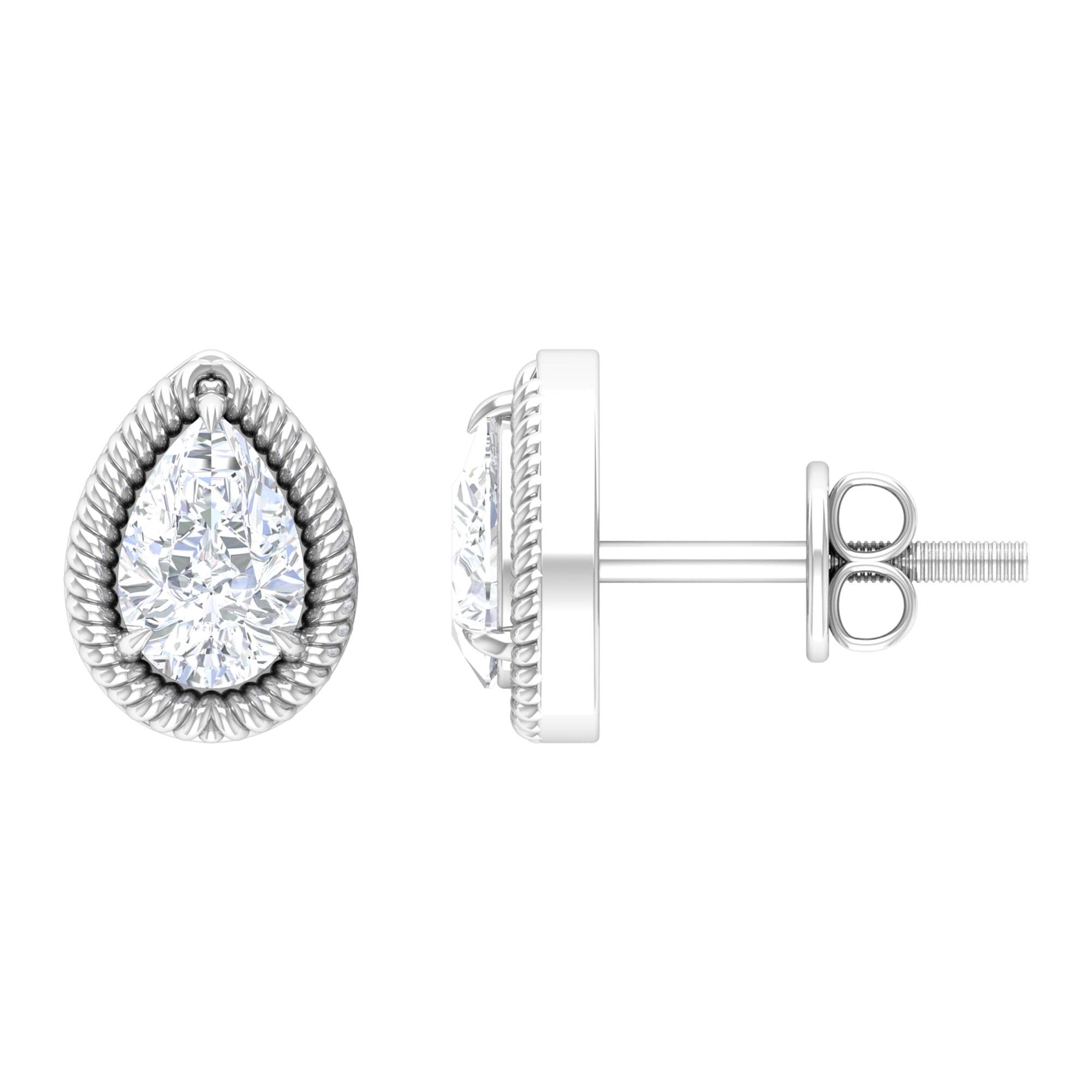 4X6 MM Pear Cut Moissanite Stud Earrings for Women - 14K Solid Gold White Moissanite Solitaire Earrings | Elegant Everyday Jewelry & Special Occasion Gift