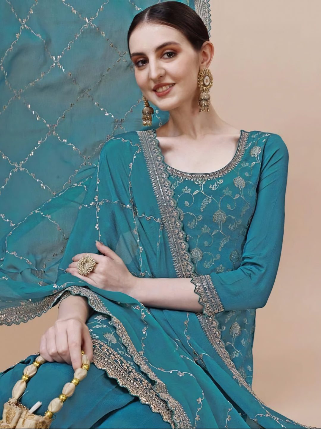 Elegant Blue Designer Party Wear Sharara Suit for Women - Perfect for Weddings, Festivals & Special Occasions