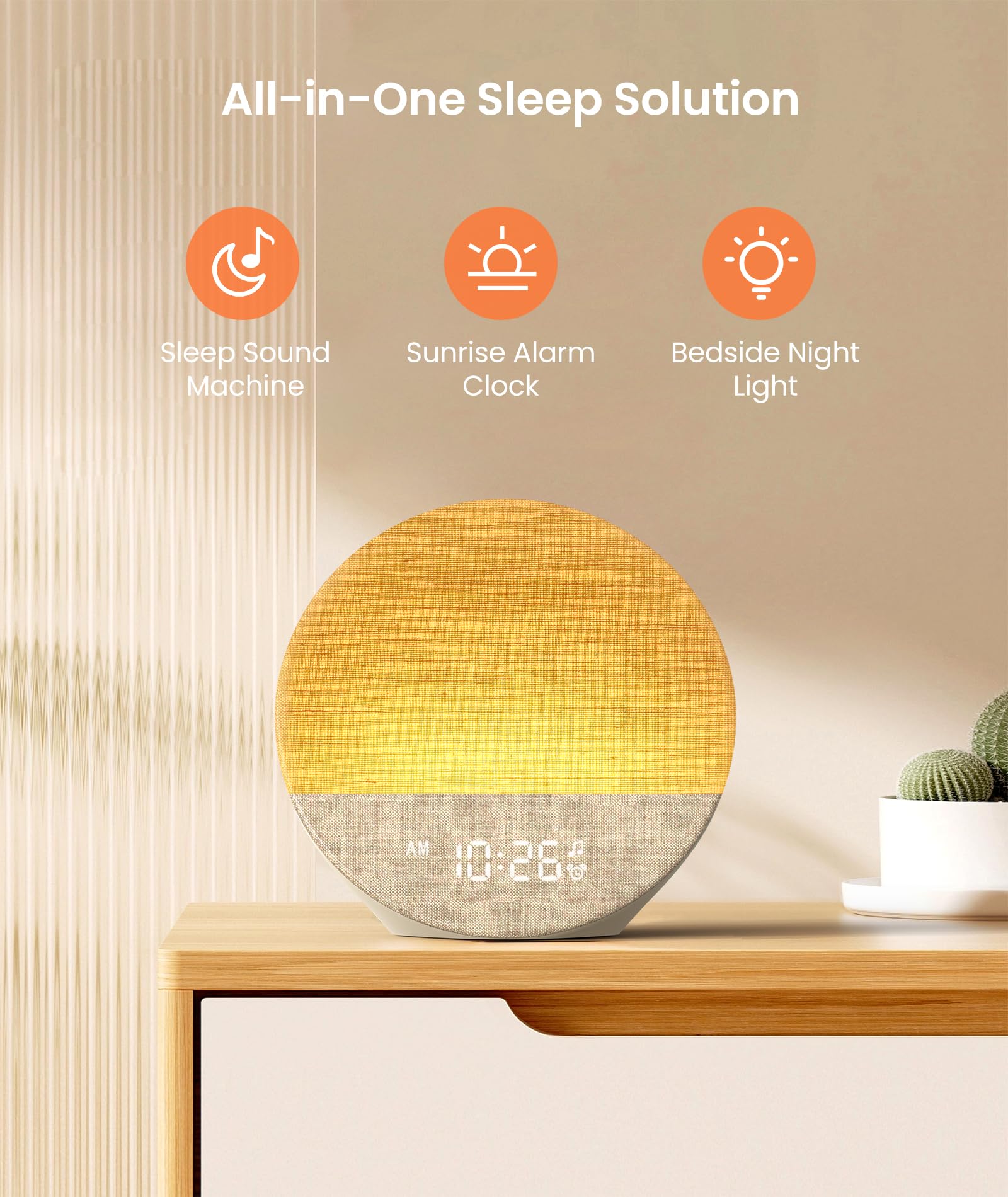 Dreamegg Sunrise 1 - Smart Sunrise Alarm Clock with 29 Soothing Sounds & White Noise Machine, Adjustable Night Light for Bedroom, Custom Sleep Routines for Adults & Kids | Perfect for Gentle Wake-Ups, Relaxation & Better Sleep