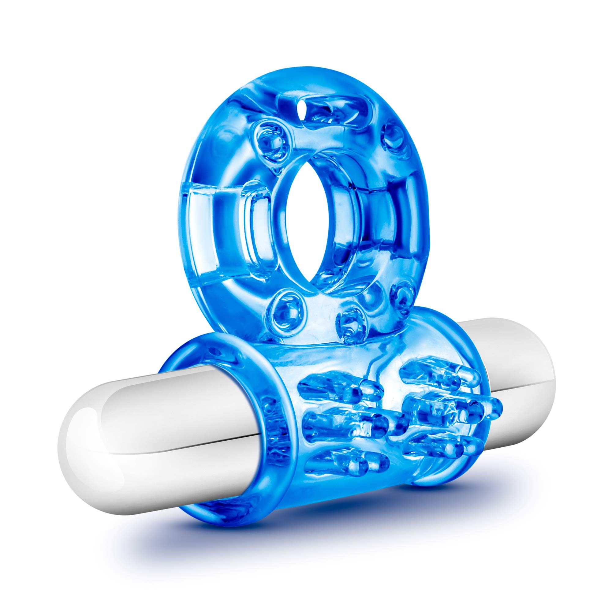 10 Function Vibrating Bull Cock Ring for Men & Couples - Stay Hard, Thicker & Stronger Erections - Male Enhancement Sex Toy - Blue - Perfect for Spicing Up Intimate Moments & Enhancing Performance