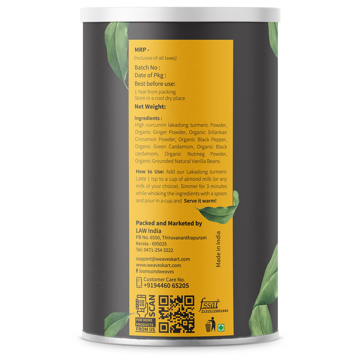 Organic Lakadong Turmeric Latte Powder - 200g | Premium Golden Milk Mix for Wellness | Vegan, Gluten-Free Superfood Drink | Boost Immunity & Reduce Inflammation | Perfect for Morning Rituals, Yoga & Relaxation